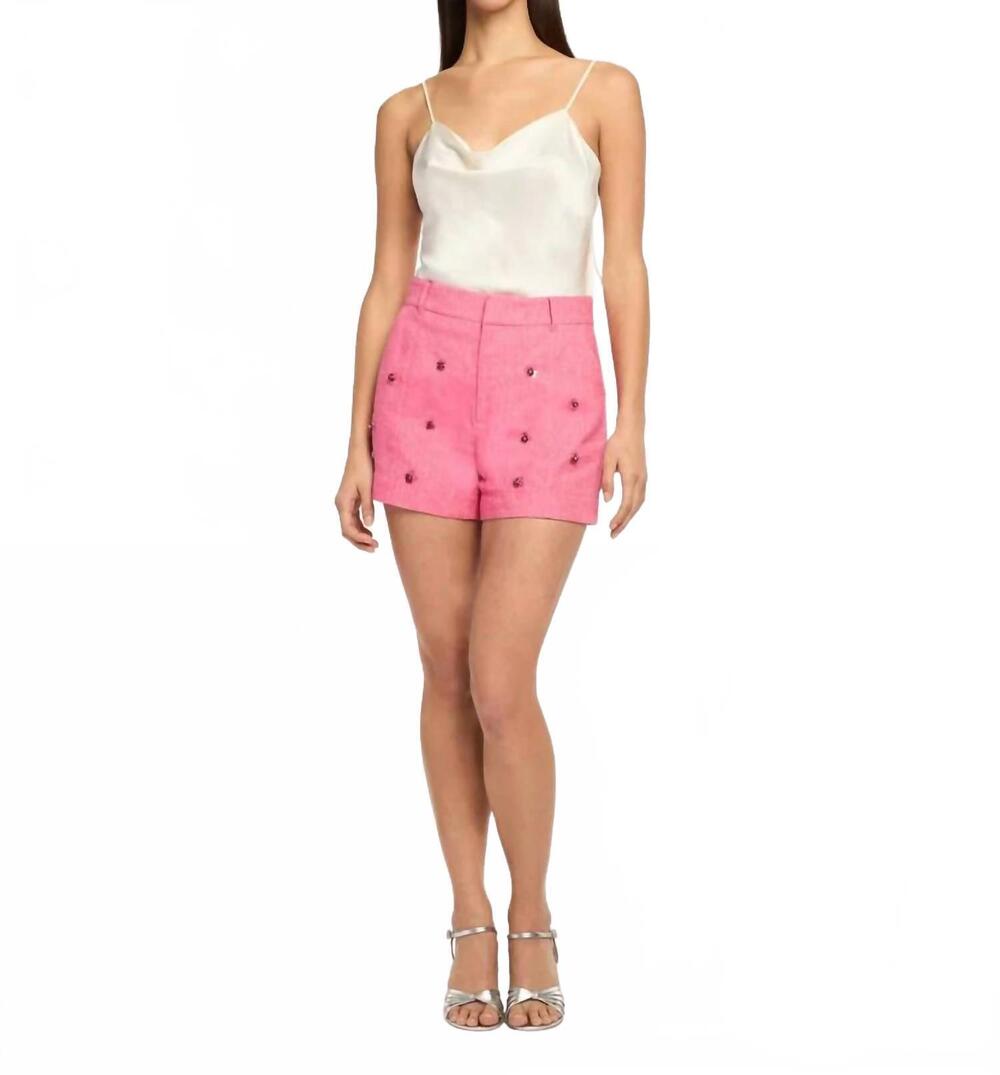 NEW CINQ A SEPT wildflower paillette tora short in azalea